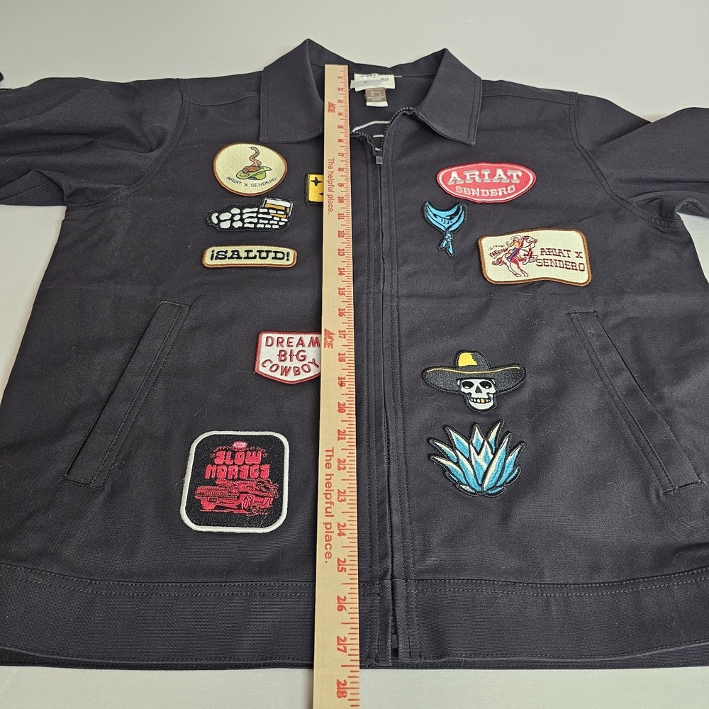 NEW Ariat X Sendero Stockton Jacket Mens Large Black Zip Front Patches Pockets - Picture 8 of 9